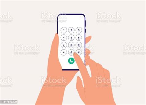 A Persons Hand With Mobile Phone Dialing Number Stock Illustration