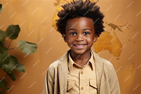 Premium Ai Image Studio Portrait Of Cute Little African Boy Standing