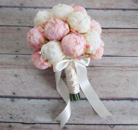 Wedding Bouquet Blush Pink And Ivory Peony Wedding Bouquet Etsy