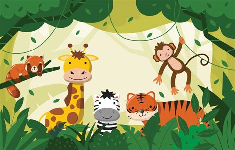 Concepto De Dibujos Animados De La Selva De Vida Silvestre 5172487