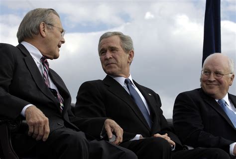 Defense Secretary Donald H Rumsfeld Shares A Laugh With President