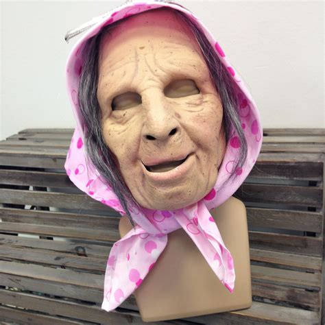 Deluxe Latex Scary Elderly Lady Old Woman Gran Granny Nana Soft Mask With Scarf Ebay