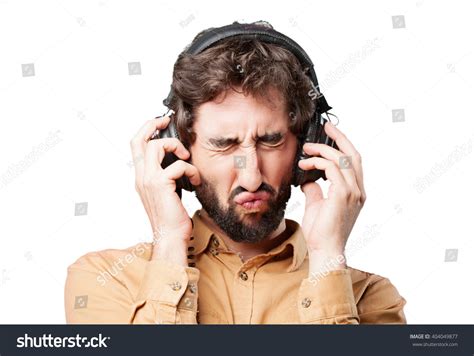Crazy Man Headphonesfunny Expression Stock Photo 404049877 Shutterstock