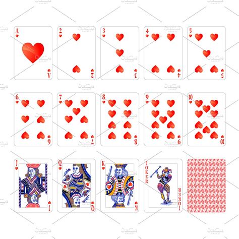 Full Set Of Hearts Suit Playing Card Graphic Objects ~ Creative Market