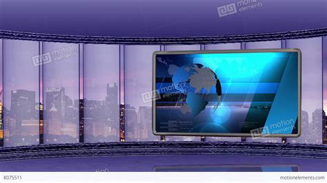 News Tv Studio Set 90 Virtual Green Screen Background Loop Stock Video