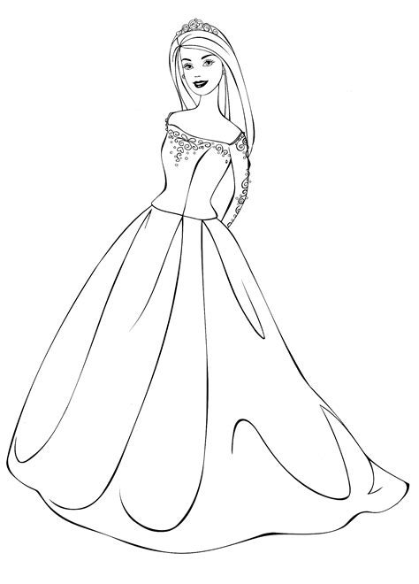 Princess Barbie In A Wedding Dress Coloring Pages For You