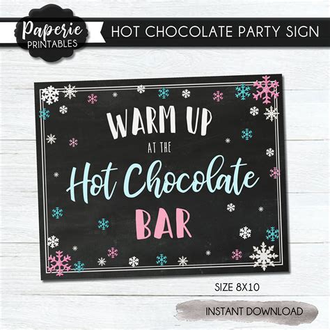 Hot Chocolate Bar Sign 8x10 Warm Up At The Hot Chocolate Etsy Party