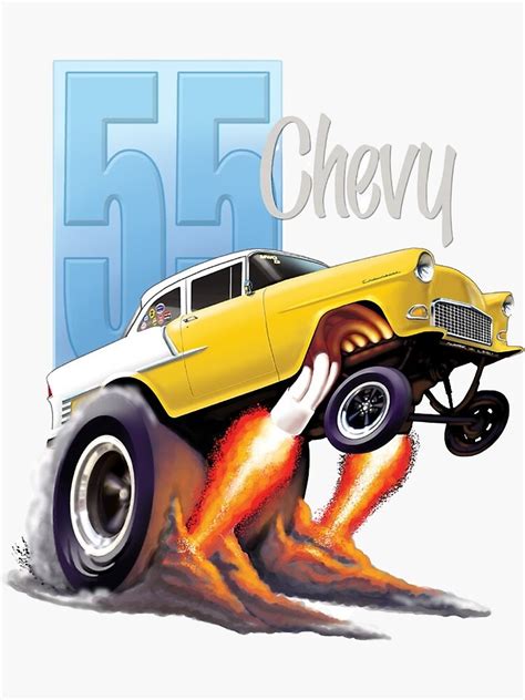 55 Chevy Gasser Sticker By Peggymcgee Redbubble