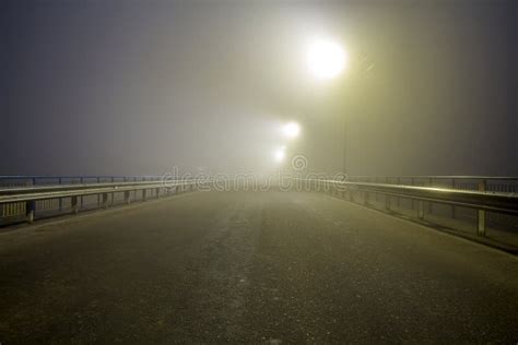 Thick Fog Over Empty Road At Night Stock Image Image Of Dark Europe