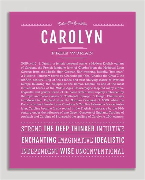 Carolyn Name Art Print Names Classic Names Names With Meaning