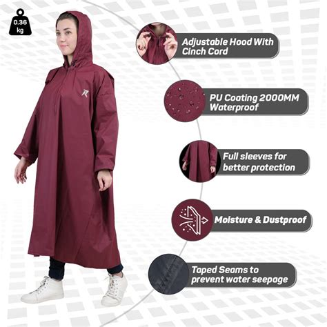 Waterproof Rain Poncho With Adjustable Hood And Sleeves For Women Metamersh