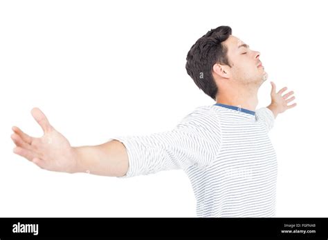 Thoughtful Man With Arm Open Stock Photo Alamy