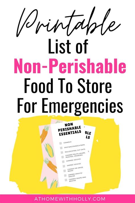 Printable List Of Non Perishables To Store In Emergencies Non