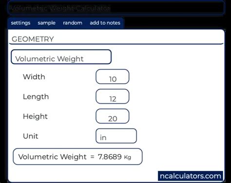Shipping Volumetric Or Dimensional Weight Calculator