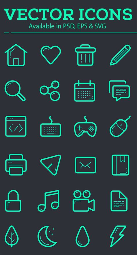 Vector Icon Set 100 Icons Free Download Icons Graphic Design