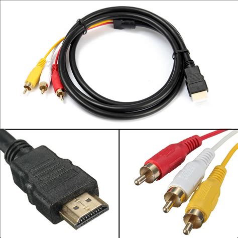 Hdmi Male To 3 Rca Video Audio Cable Adaptor Av Adapter Cable Hdtv 15m