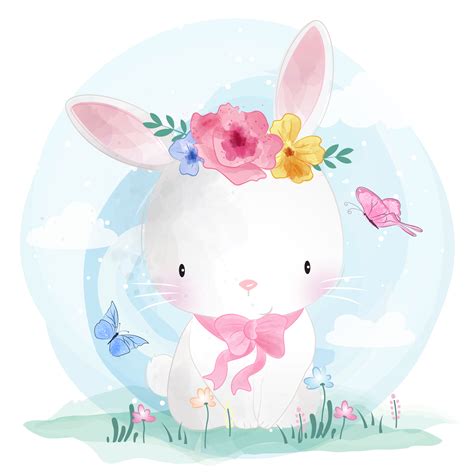 Cute Bunny With Butterflies 681756 Vector Art At Vecteezy