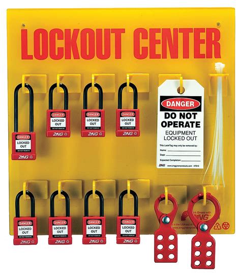ZING Lockout Station, Filled, General Lockout/Tagout, 15 in x 15 in - 12E750|7114 - Grainger