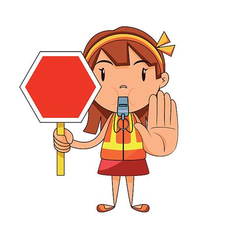 Girl Holding Stop Sign Clip Art Vector Images And Illustrations Istock