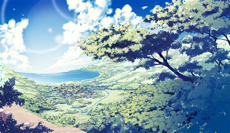 Wallpaper Sunlight Trees Landscape Anime Nature Reflection Sky