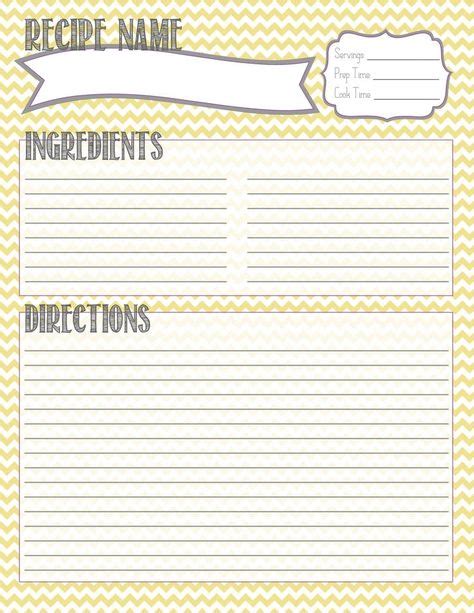 Printable 85x11 Recipe Templates Yahoo Search Results Yahoo Image
