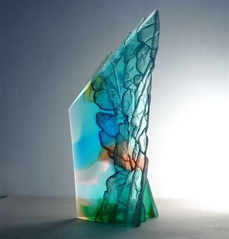 Cliff Edge Sculpture In Glass In Turquoise By Crispian Heath