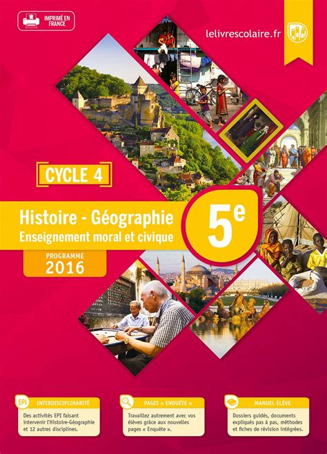 Manuel Histoire Géographie Emc 5e Lelivrescolairefr