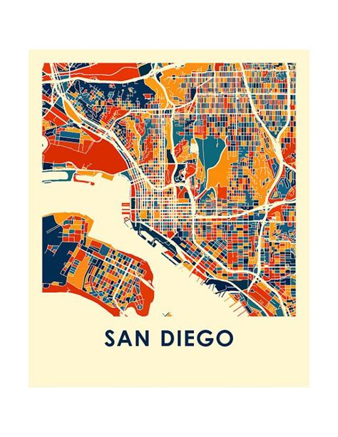 San Diego Map Print Full Color Map Poster By Ilikemaps On Etsy City Map