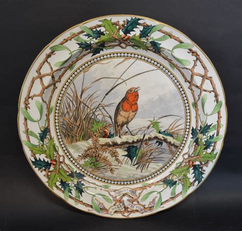 A Copeland Christmas Plate Hand Painted With A Robin Within A Winter Landscape 37 Cms Diameter