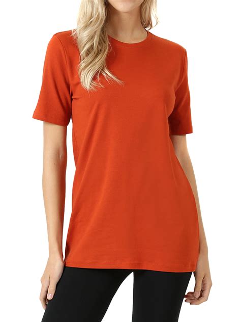 Zenana Women And Plus Cotton Crew Neck Short Sleeve Relaxed Fit Basic Tee