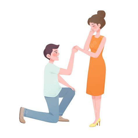 Marriage Proposal Png Picture Hand Drawn Cartoon Couple Propose Marriage Hand Draw Cartoon