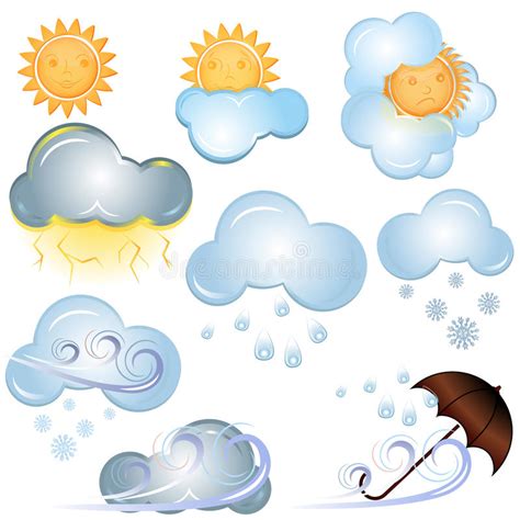 Welche bedeutung haben diese wettersymbole? Weather signs stock vector. Image of isolated, nature ...