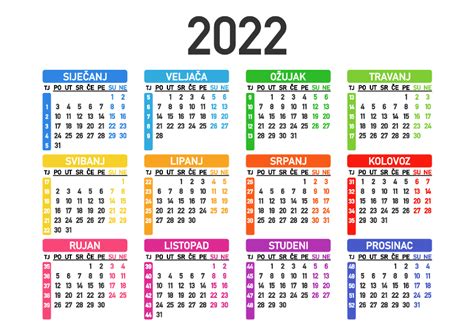 Vektorski Kalendar 2022 Kalendarisu
