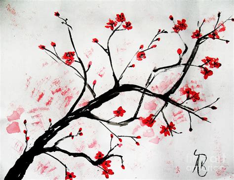 Cherry Blossom Love Painting By Andrea Realpe Pixels