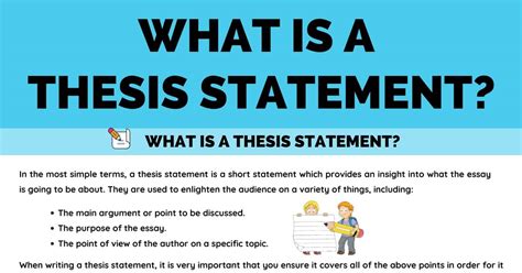 It is a guide for your readers to know what will be discussed in the essay and what they should expect. Thesis Statement: Definition and Useful Examples of Thesis ...