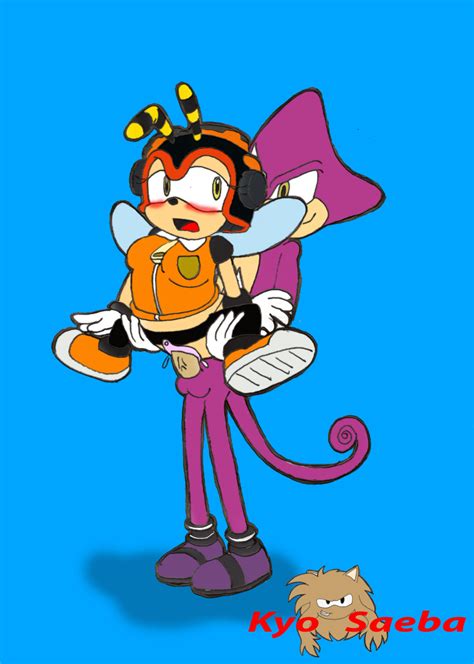 Rule 34 Anthro Armor Bee Carrying Chameleon Charmy Bee Clothing Espio The Chameleon Female