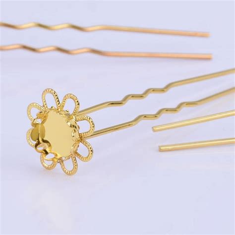 75mm U Style Hair Pin Base Hairpins With 10mm Bezel Wedding Etsy