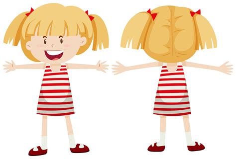 Little Girl With Front And Back View 297210 Vector Art At Vecteezy