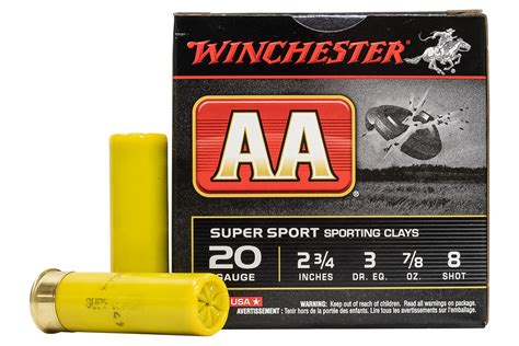 Winchester 20 Gauge 2 34 In 78 Oz 8 Shot Aa Super Sport 25box