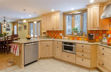 We offer an extensive line of cabinetry with solid wood face frame, doors, drawers, all plywood box and tons of door styles. Country Kitchen - natural birch cabinets, granite ...