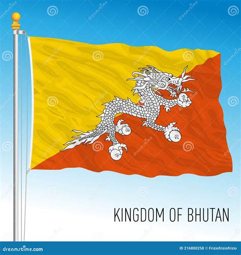 Bhutan Official National Flag Asiatic Country Stock Vector Illustration Of Icon Landscape