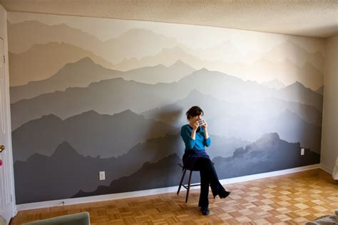 Pared Decorada Con Mural De Montanas Paso Por Paso Bedroom Murals