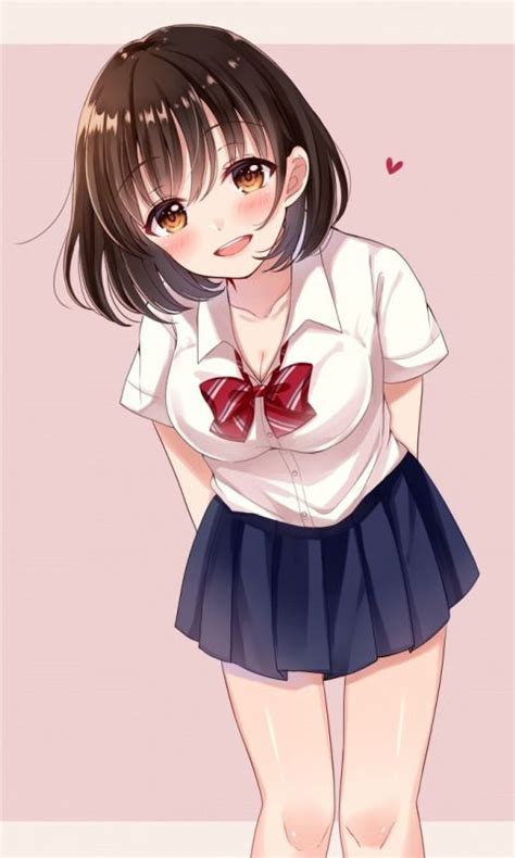 Cute School Girl Beautiful Eyes Uniform Anime 480x800
