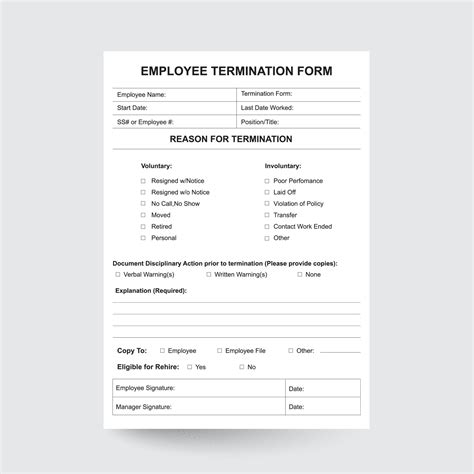 Employee Termination Formprintable Employee Termination Formeditable