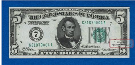 1928 Uncirculated Federal Reserve Redeemable In Gold Five Dollar Note