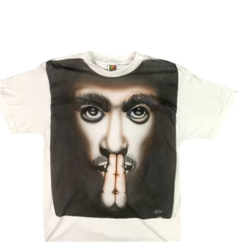 Vintage 90s Tupac Shakur 2pac Airbrush Rap T Shirt L 4000 Picclick