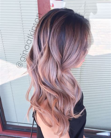 after side view hair color balayage ombre hair purple hair haircolor rose gold balayage
