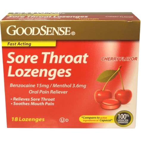 Sore Throat Lozenge Cherry 18 Count Bs00659