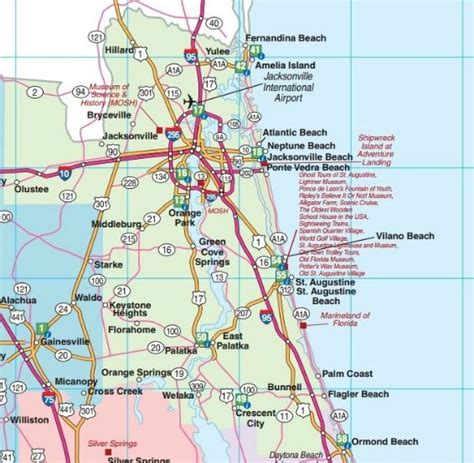Map Us 1 And Sr A1a Fernandina Beach To Ormond Beach Florida Road Map