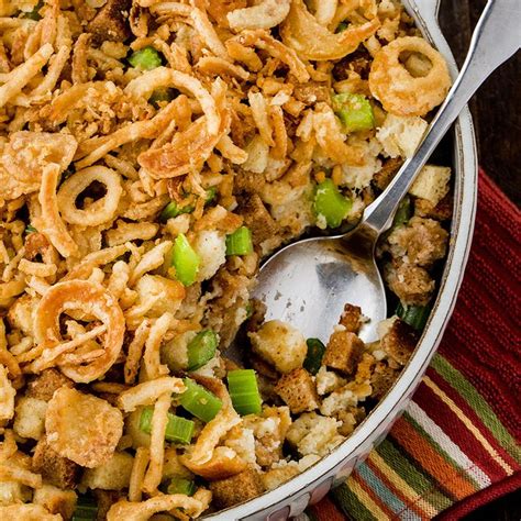 It's easier to pan fry tofu than you think. Crispy Fried Onion Holiday Stuffing | Recipe | Vegetable ...